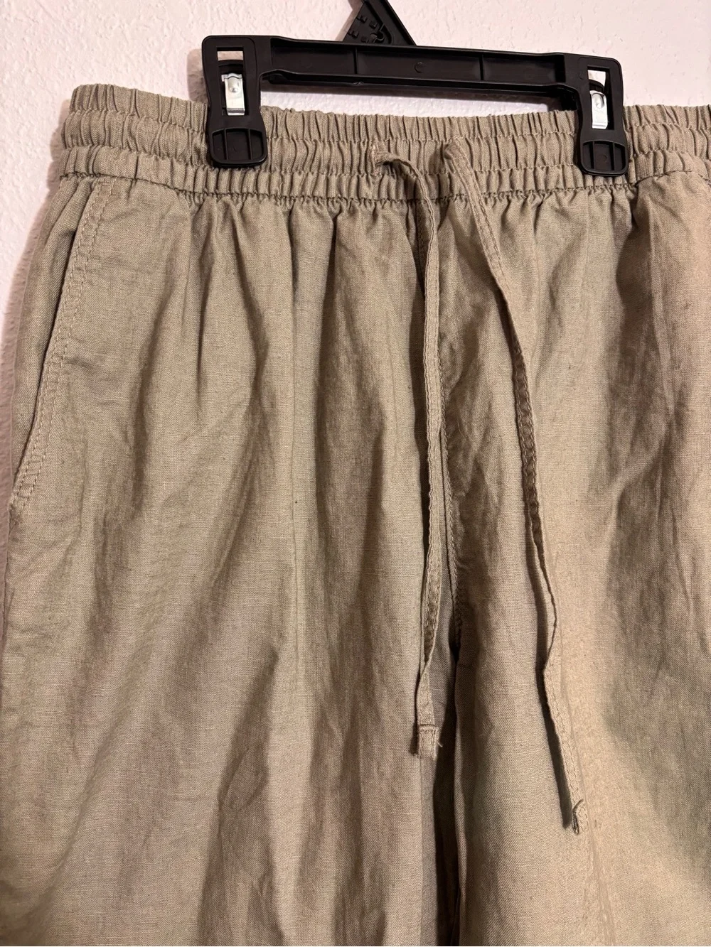H&M Linen Blend Olive Drawstring Trousers
